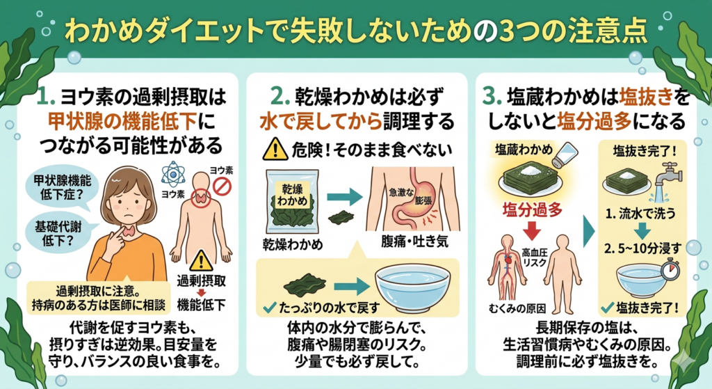 わかめダイエットで失敗しないための3つの注意点